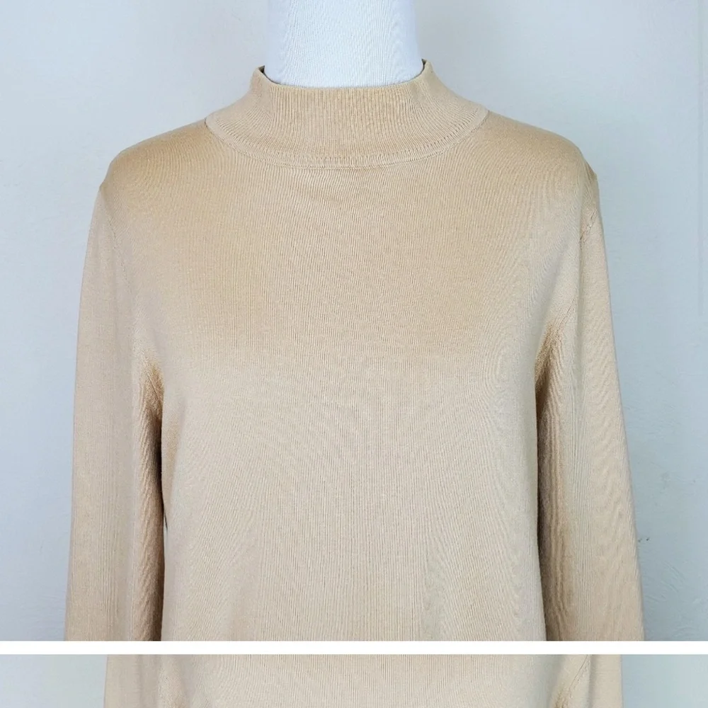 Pendleton Sweater Tan Silk Blend Knit Minimalist Neutral Capsule Wardrobe Spring - Picture 2 of 8